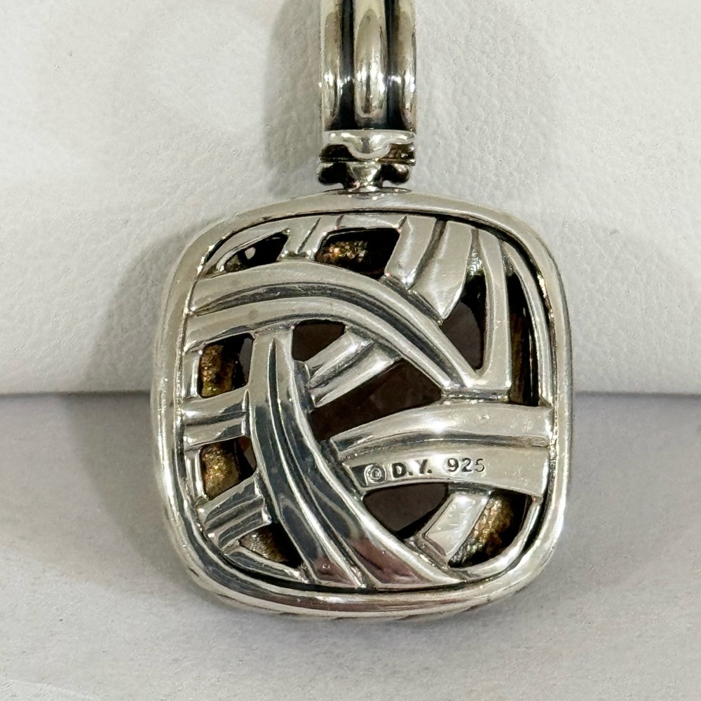 David Yurman Moonlight Ice Albion 14mm Smokey Topaz Diamond Pendant Enhancer - Picture 10 of 11